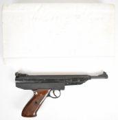 EM-GE LP2A .22 target air pistol with shaped and chequered faux wooden composite grips and