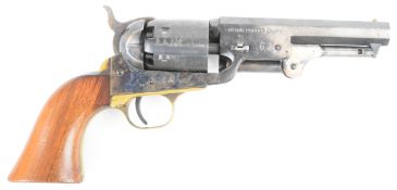 Uberti 1851 Sheriff .36 six-shot single-action percussion revolver with engraved scenes of ships