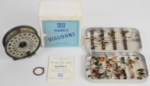 Hardy Viscount 140 fly fishing reel in original box, and a Wheatley fly box