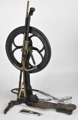 19th or early 20th century dentist's treadle drill, with three various heads