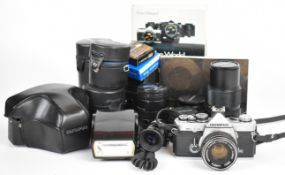Olympus OM-2 35mm SLR camera outfit with 1:3.5 f=28mm, Macro 1:3.5 f=50mm, 1:1.8 f=50mm and 1:4 f=