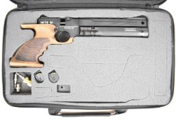 Reximex Mito W .177 PCP target air pistol/ rifle with shaped and textured wooden grip, scope rail,