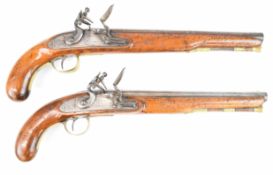 A pair of George Rooke of London 28 bore flintlock duelling pistols each with engraved lock