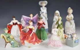 Eleven Royal Doulton and Nao figurines to include Isadora, Ninette, Sara and Holly, tallest, 32cm