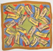 [WW2 Interest] Silk handkerchief (c.1943-5) printed in multi-colour and incorporating the names of