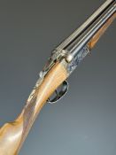 AYA Yeoman 12 bore side by side shotgun with chequered grip and forend, double trigger and named