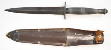 William Rodgers Sheffield Fairbairn Sykes style fighting knife with 18cm double edged blade and