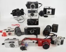 Modern and collectable cameras to include Nikon 1 J1 digital camera with 1 Nikkor 10-30mm 1:3.5-5.