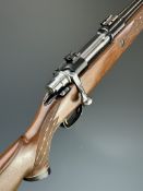 Parker-Hale .270 bolt-action rifle with chequered semi-pistol grip and forend, raised cheek piece,