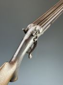 J & W Tolley 8 bore side by side double barrelled hammer action shotgun with named and border