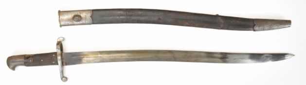 British 1856/58 pattern bayonet with external leaf spring, 58cm yataghan fullered blade and