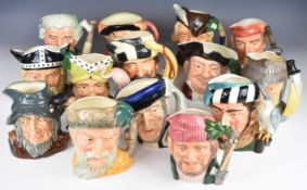 Fourteen large Royal Doulton character jugs including Ugly Duchess, Viking, Robin Hood etc,