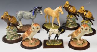 Eight Royal Doulton horse and bird figures, all boxed, tallest 23cm