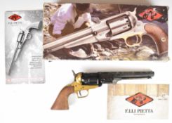 Pietta 1851 Navy London .44 six-shot single-action percussion revolver with brass trigger guard