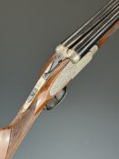 Gunmark Kestrel 12 bore side by side shotgun with engraved sidelock plates, underside, trigger