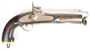 Enfield percussion hammer action Sea-Service pistol with lock stamped '1858 Enfield', brass