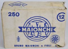 Two hundred and fifty 12 bore Maionchi 34g 1 shot shotgun cartridges, sealed in original box. PLEASE