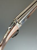 AYA Yeoman 12 bore side by side shotgun with chequered grip and forend, double trigger and named
