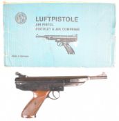 EM-GE Luftpistole Model LP 3a .177 target air pistol with shaped and chequered faux wooden composite