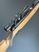 BSA Superstar .22 under-lever air rifle with chequered semi-pistol grip, raised cheek piece,