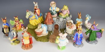 Set of Royal Doulton Bunnykins Arthurian Legend figures with base, all boxed, and eight Beswick