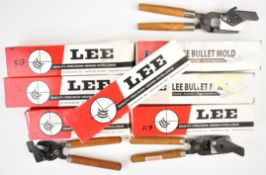 Seven Lee bullet moulds .50, two .312, .459, .454, 540 and .440, all in original boxes.