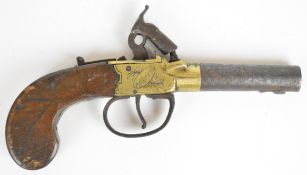 I Gillet of Bristol percussion hammer action converted from flintlock pocket pistol with named and