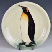 Moorcroft limited edition 138/150 charger decorated with an Emperor penguin, diameter 26cm