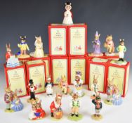 Eighteen Royal Doulton Bunnykins figures including Jockey, Joker, Irishman etc, tallest 12cm