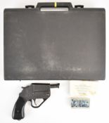 Cash .32/85 humane slaughtering pistol with composite grips, belt loop and 4 inch barrel, overall