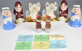 Two Wade Punch, Judy, Toby and RIP Judy sets of four figures, some with certificates and gold bases,