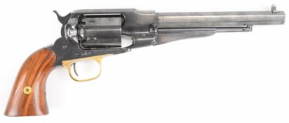 Pietta Remington.44 six-shot single-action percussion revolver with brass trigger guard, wooden