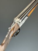 J P Sauer & Son 16 bore side by side shotgun with cocking indicators, named and engraved locks,