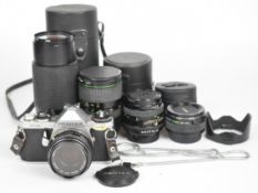Pentax ME 35mm SLR camera with Pentax 1:1.7 50mm, Sigma 1:2.8 f=28mm, Hanimex 28-80mm 1:3.5-4.5