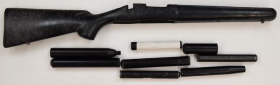 Eight rifle sound moderators including Parker-Hale together with a Remington 700 H5 Precision