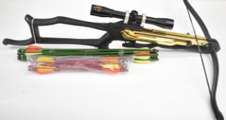 Barnett Commando crossbow with composite skeleton stock and 4x32 scope, together with 20 bolts in
