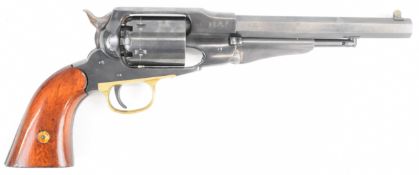 Uberti .36 six-shot single-action percussion revolver with brass trigger guard, wooden grips and 7.5