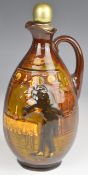 Royal Doulton Kingsware flask with Dickens character decoration of Stiggins, H22cm