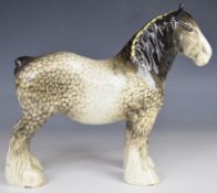 Beswick Shire Horse mare, model no 818, decorated in rocking horse grey colourway, H22cm
