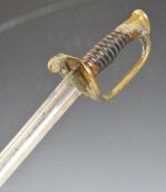 19th century Belgian officer's sword with carved grip, decorative part pierced guard and fullered