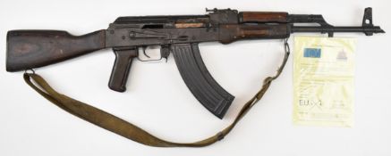 Deactivated AK47 7.62x54mm assault carbine rifle with frame stamped 1972, textured Bakelite pistol