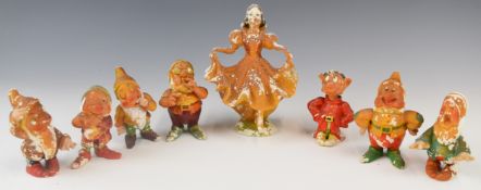 Wade for Walt Disney set of original cellulose Snow White and the Seven Dwarfs, tallest 16cm