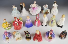 Eighteen Royal Doulton figures including Bridesmaid, tallest 17cm