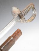British 1895 pattern Infantry officer's sword with VR cypher to the guard, shagreen and wire grip,
