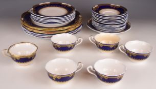 Collection of Spode tea and dinnerware decorated in the Lancaster pattern including six dinner /