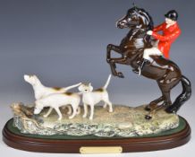Beswick hunting group 'Tally Ho' on named wooden plinth
