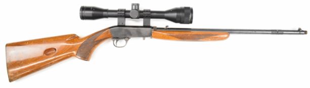 Browning .22 semi-automatic take-down rifle with chequered semi-pistol grip and forend, adjustable