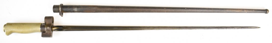 French 1886 pattern Lebel bayonet with nickel or similar handle, cruciform blade and steel