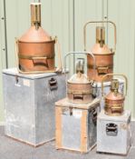 Hampshire County Council set of four Visigauge type copper and brass county standard petrol measures