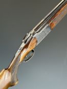 Zabala 12 bore over and under ejector shotgun with engraved locks, underside, trigger guard, top